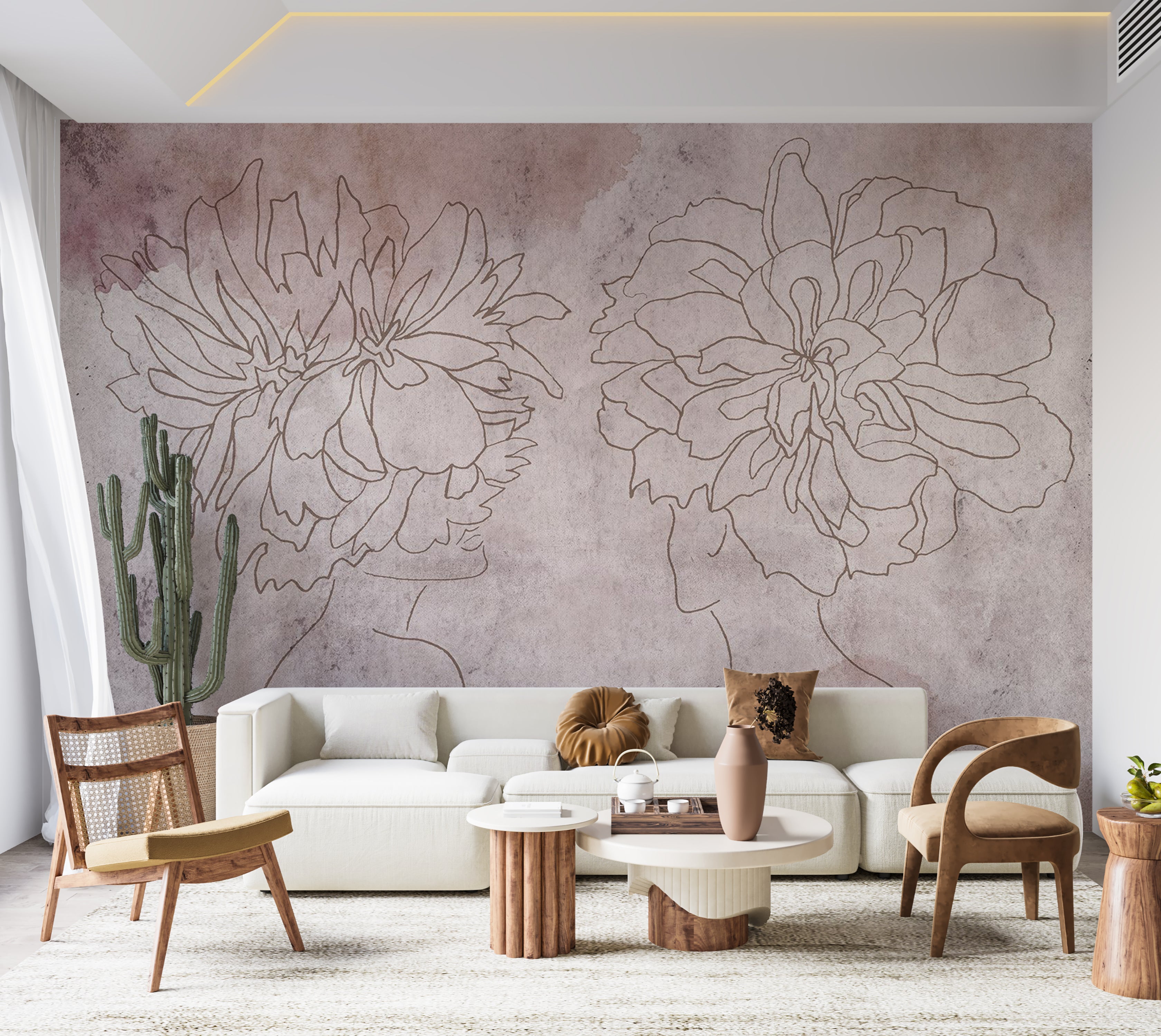 Abstract Wallpaper Wall Mural - Floristic Fresco 39"Wx27"H / Standard