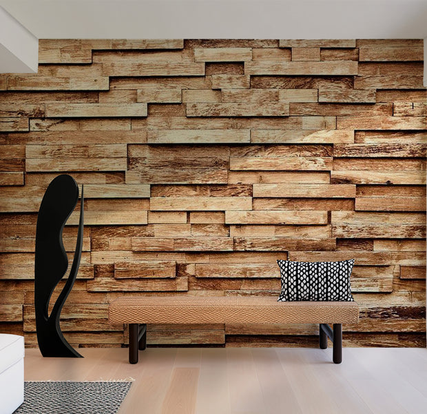 Background & Patterns Wallpaper Wall Mural - Wooden Palet Strips wall 39"Wx27"H