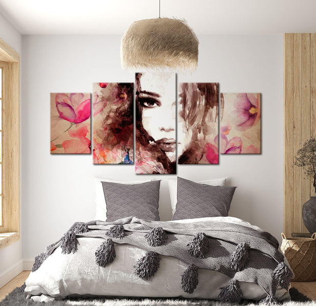 Abstract Canvas Wall Art - Poetry Of Whisper - 5 Pieces