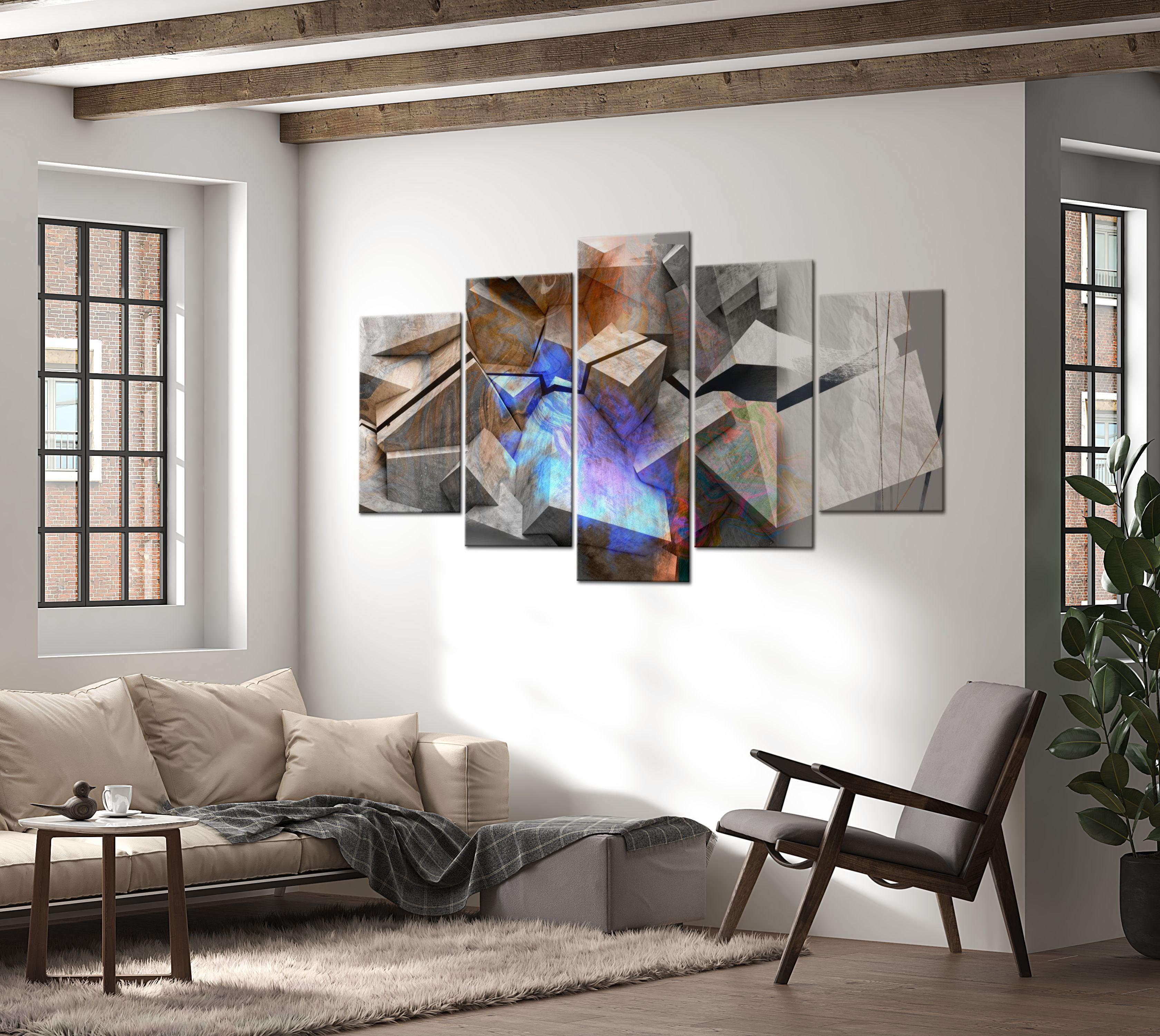 Abstract Canvas Wall Art - Abstract Cubes - 5 Pieces