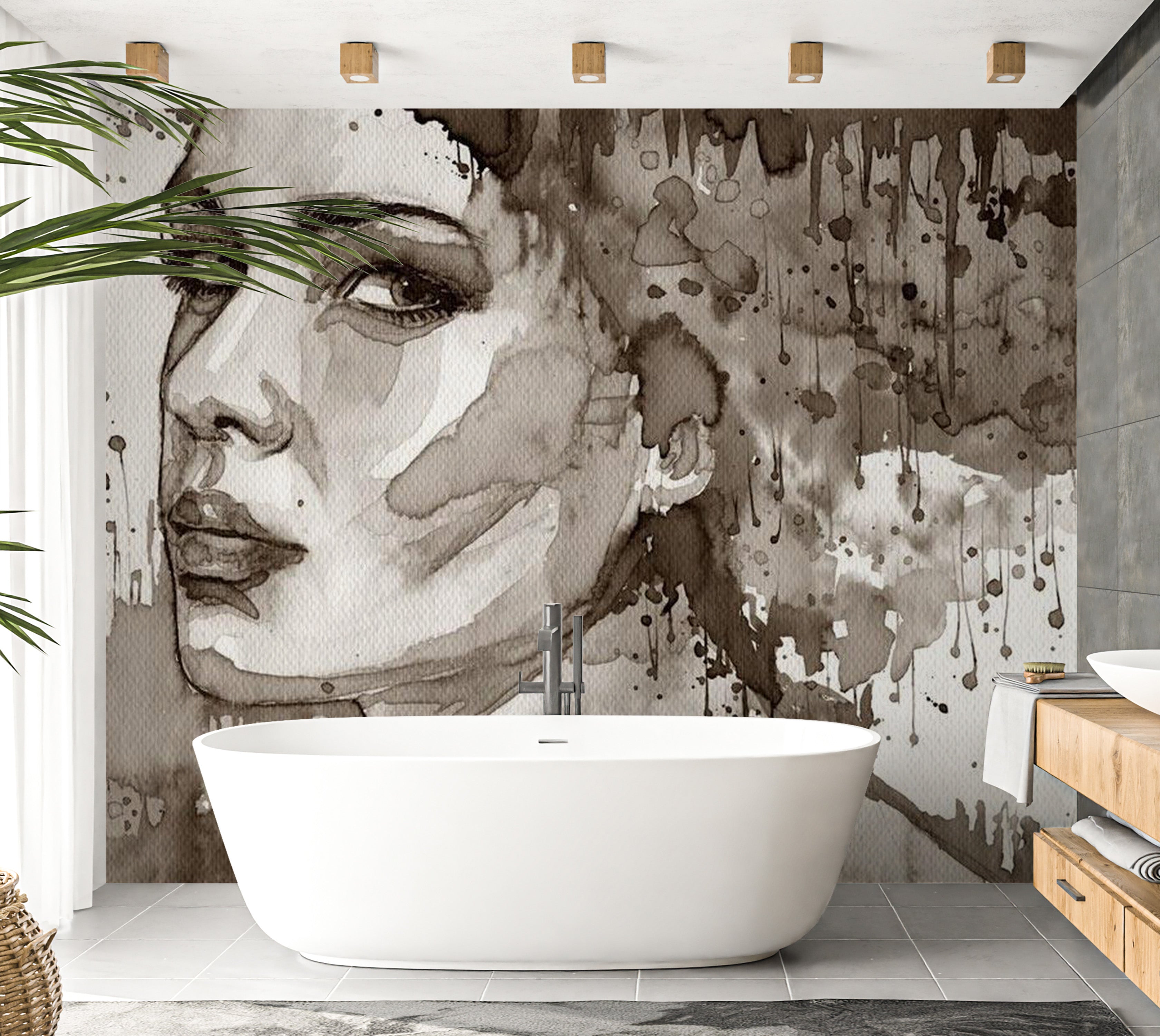 Abstract Wallpaper Wall Mural - Black Lady 39"Wx27"H