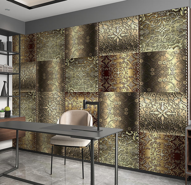 Background & Patterns Wallpaper Wall Mural - Ornament Metal Plates 39"Wx27"H