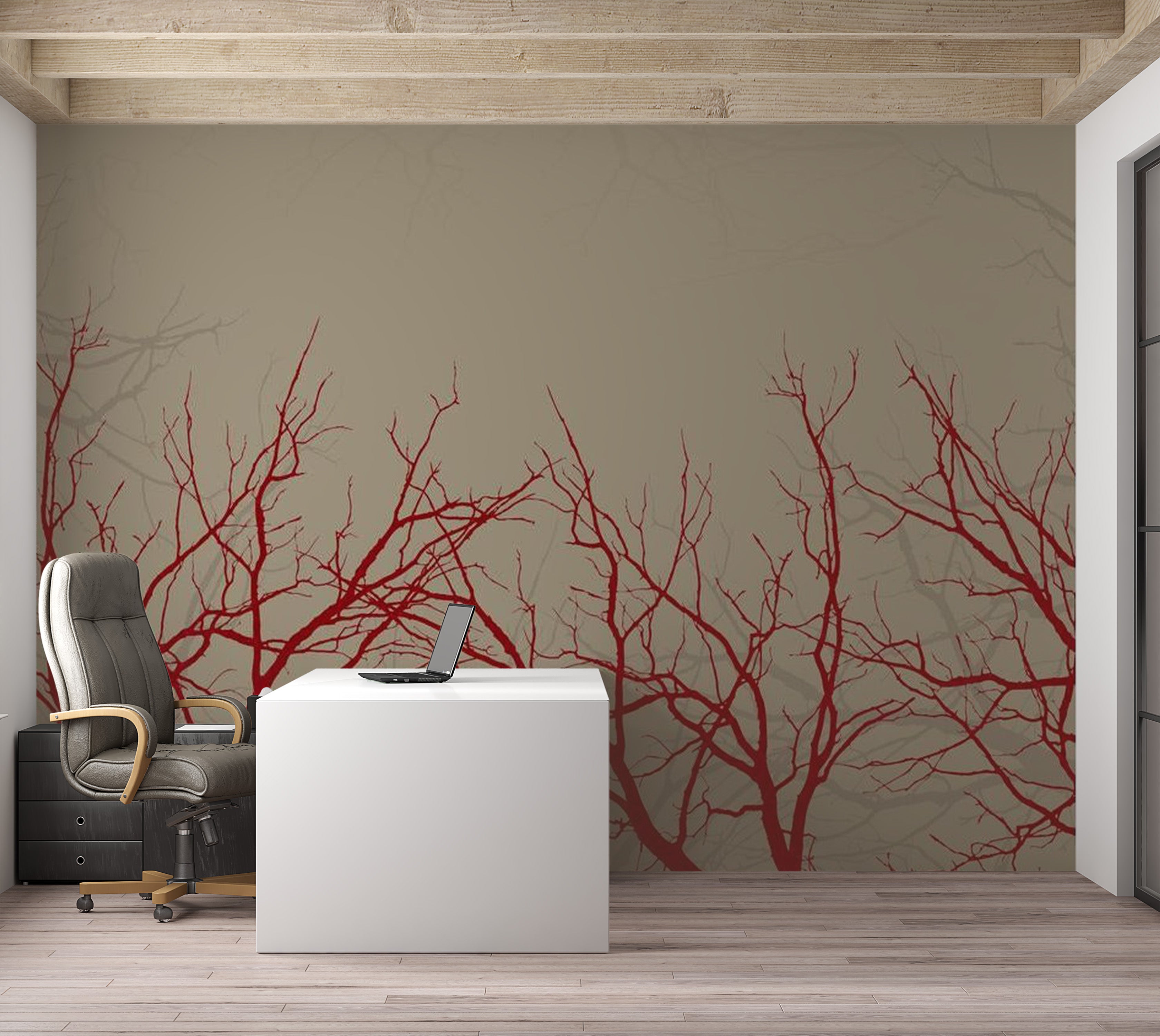 Abstract Wallpaper Wall Mural - Red-Hot Branches 118"Wx90"H