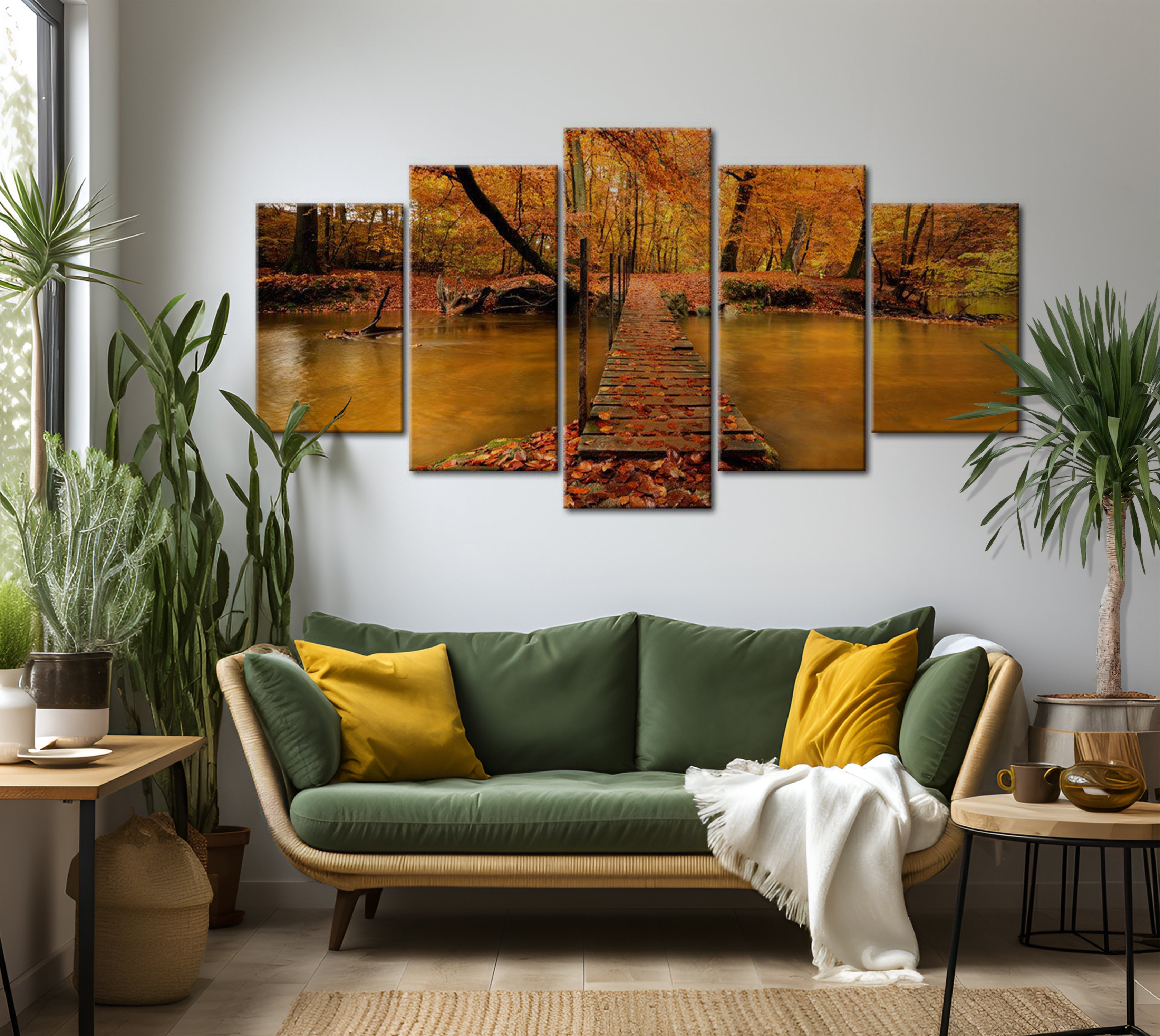 Stretched Canvas Landscape Art - Redness Of Autumn 40"Wx20"H