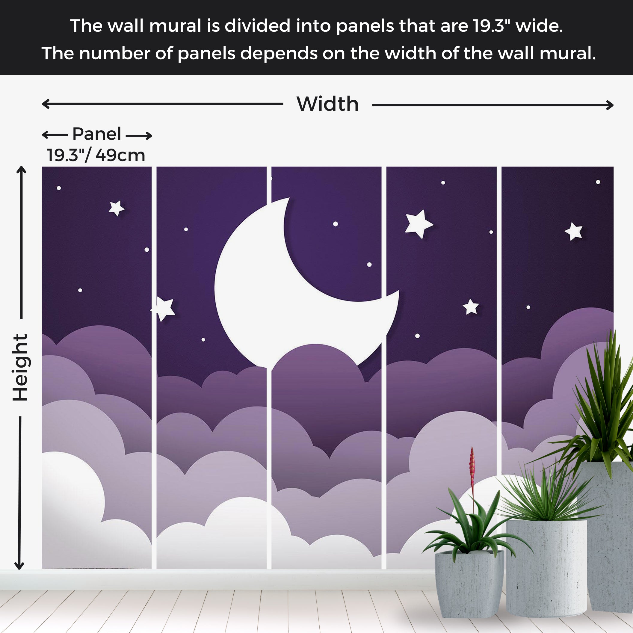 Peel & Stick Kids Wall Mural - Purple Abstract Moon 38"Wx27"H