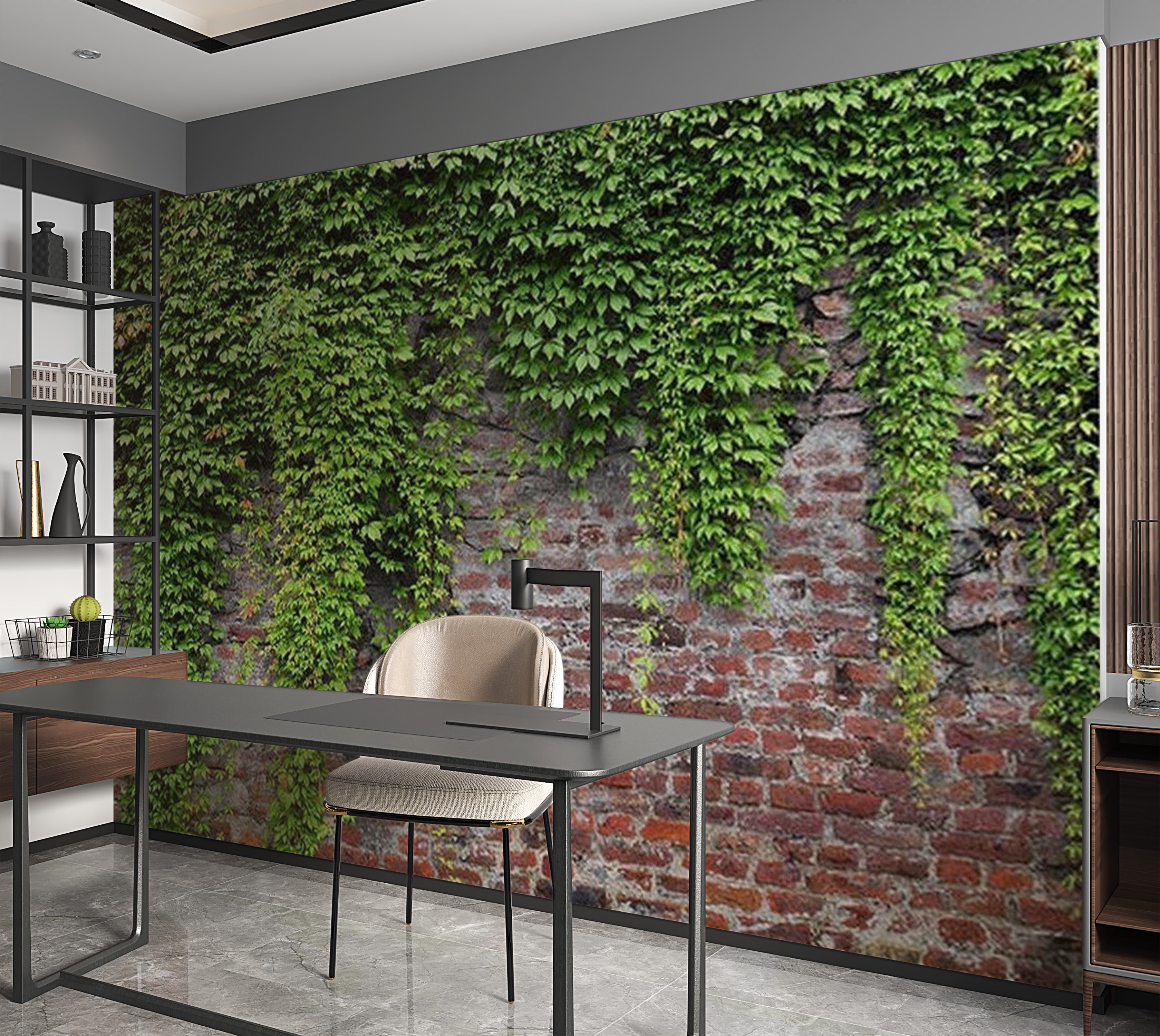 Background & Patterns Wallpaper Wall Mural - Old Brick Wall With Ivy 39"Wx27"H