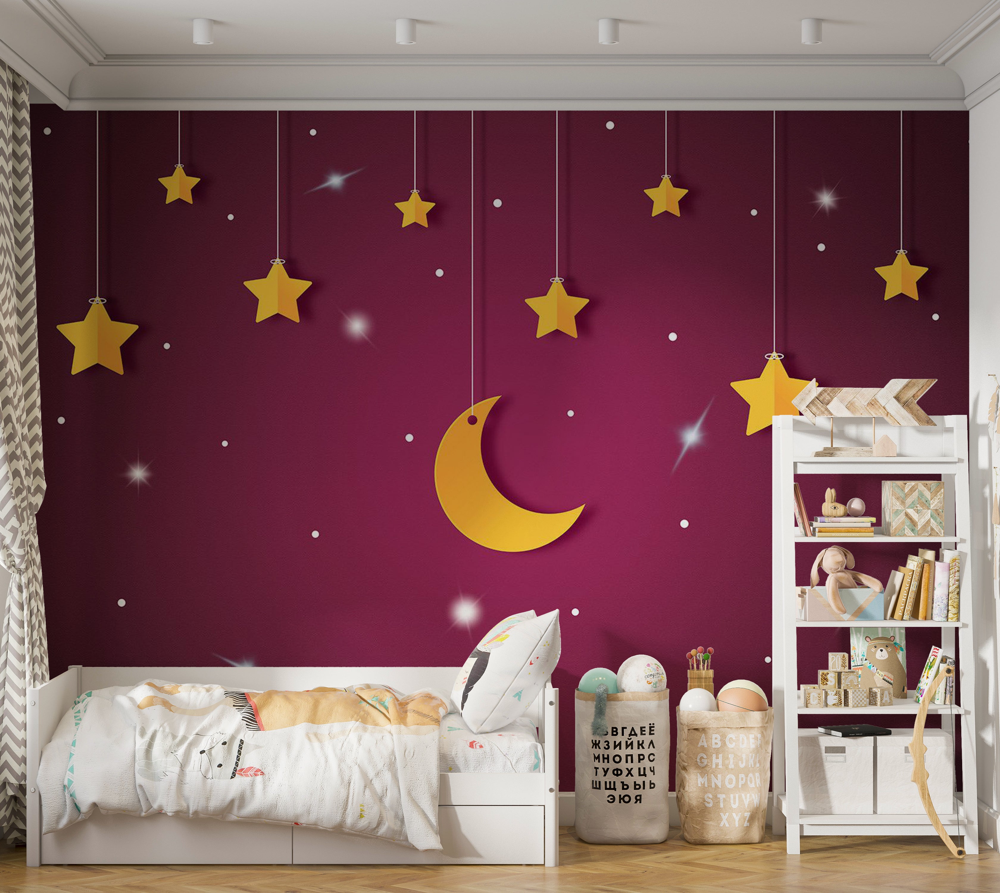 Kids Wallpaper Wall Mural - Violet Night Sky 39"Wx27"H / Standard