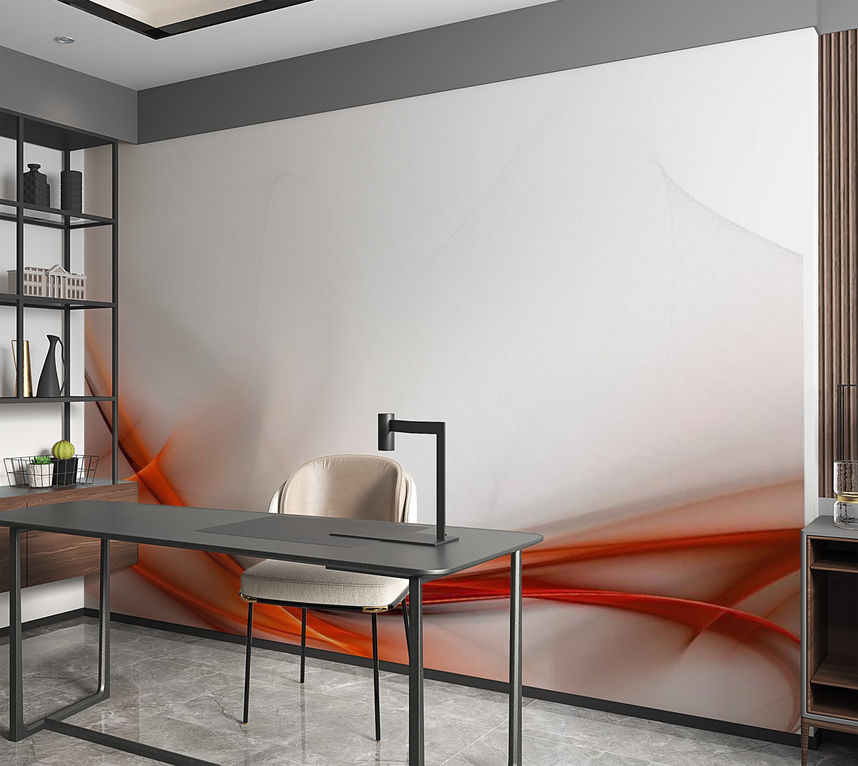 Abstract Wallpaper Wall Mural - Elegant Orange Design 118"Wx90"H