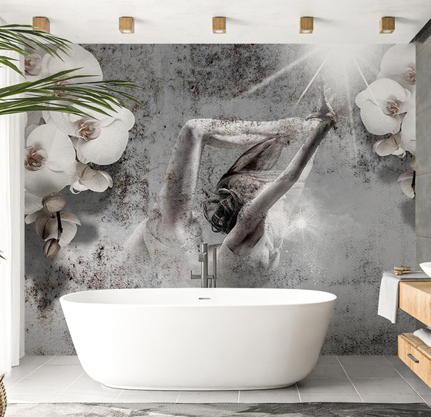 Abstract Wallpaper Wall Mural - Arrangement With Orchid 39"Wx27"H