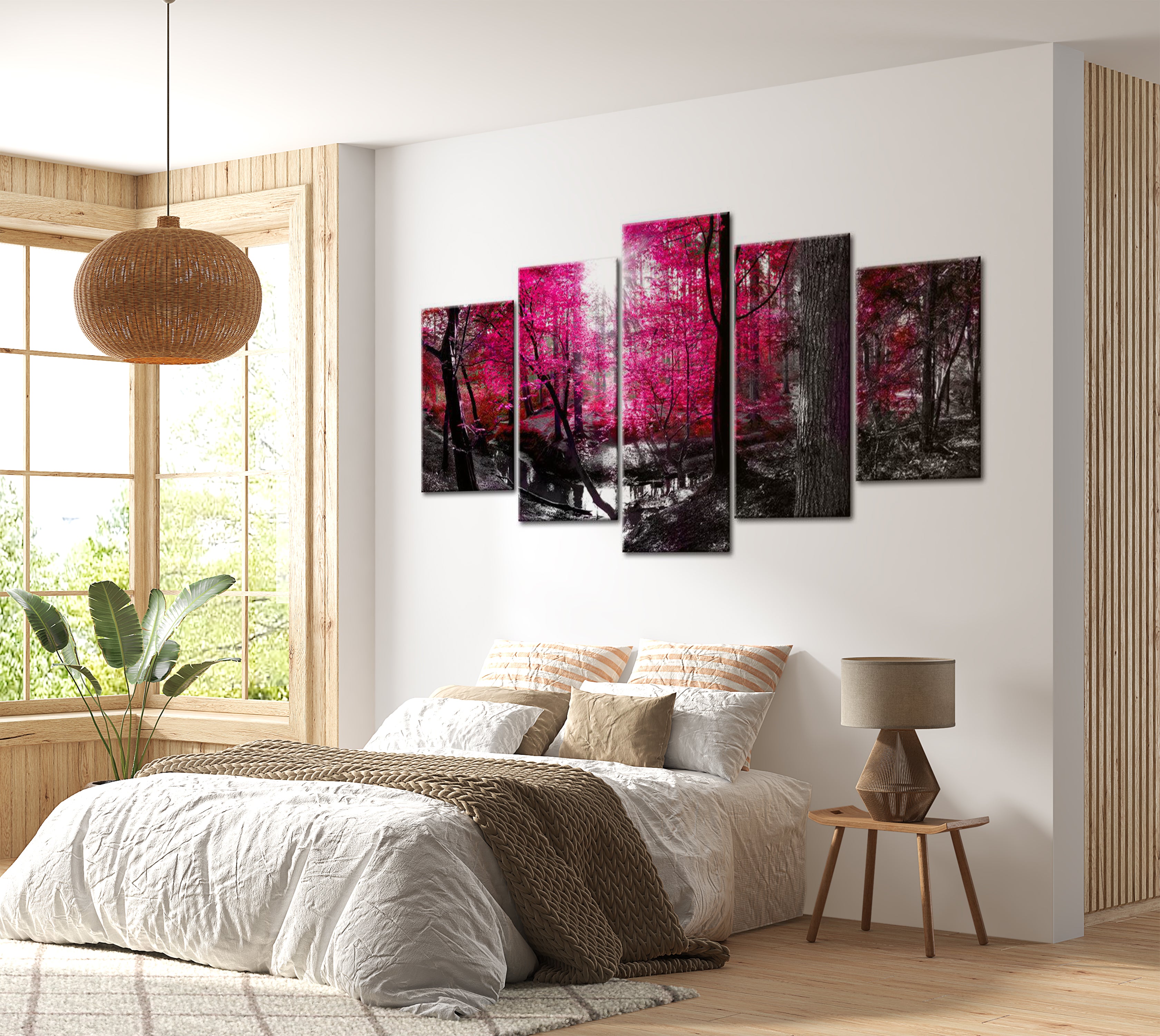 Stretched Canvas Landscape Art - Pink Autumn 40"Wx20"H