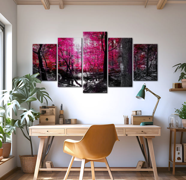 Stretched Canvas Landscape Art - Pink Autumn 40"Wx20"H