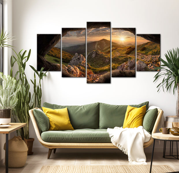 Stretched Canvas Landscape Art - Sunset In The Valley 40"Wx20"H