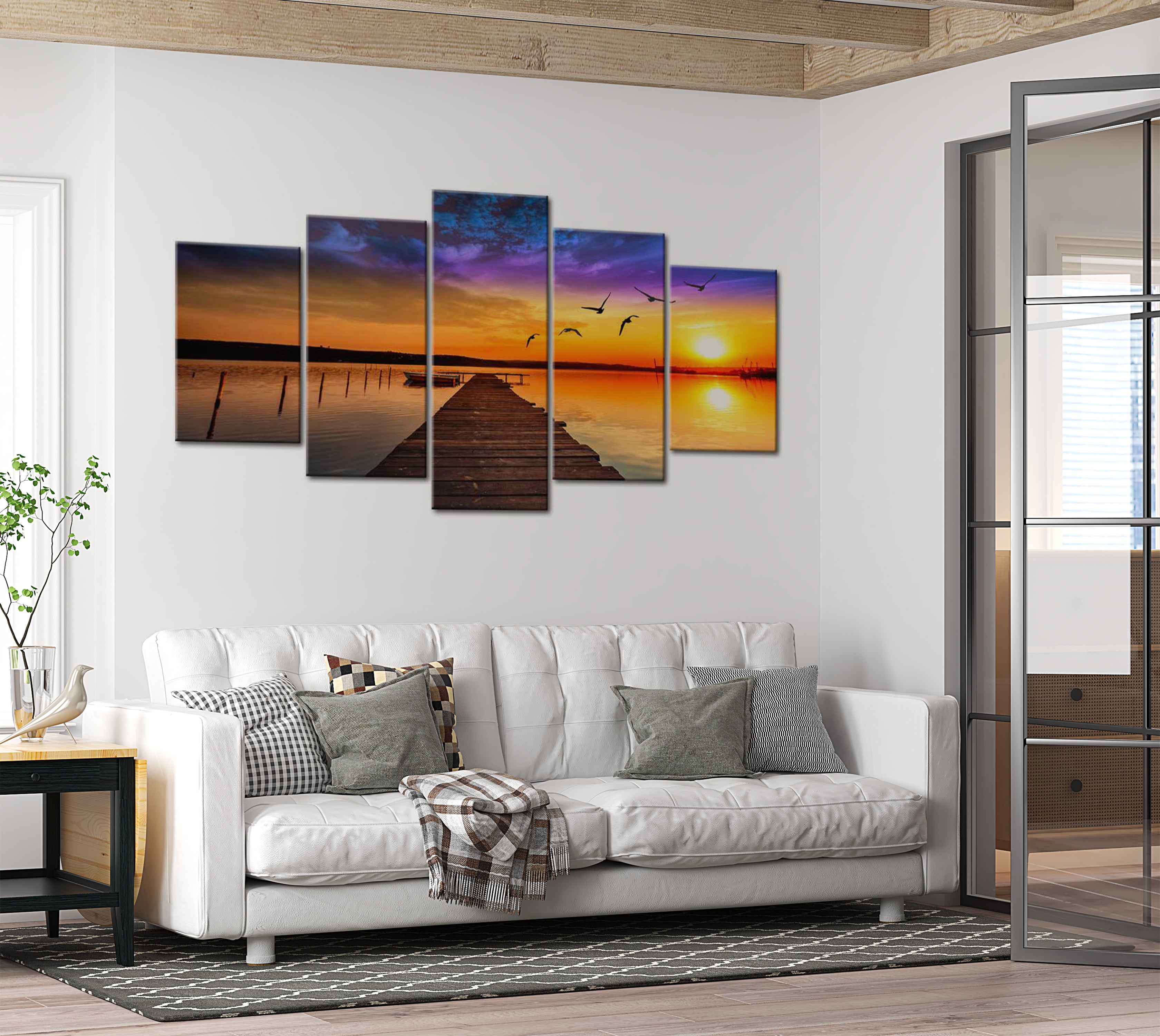 Stretched Canvas Landscape Art - Romantic Lake 40"Wx20"H