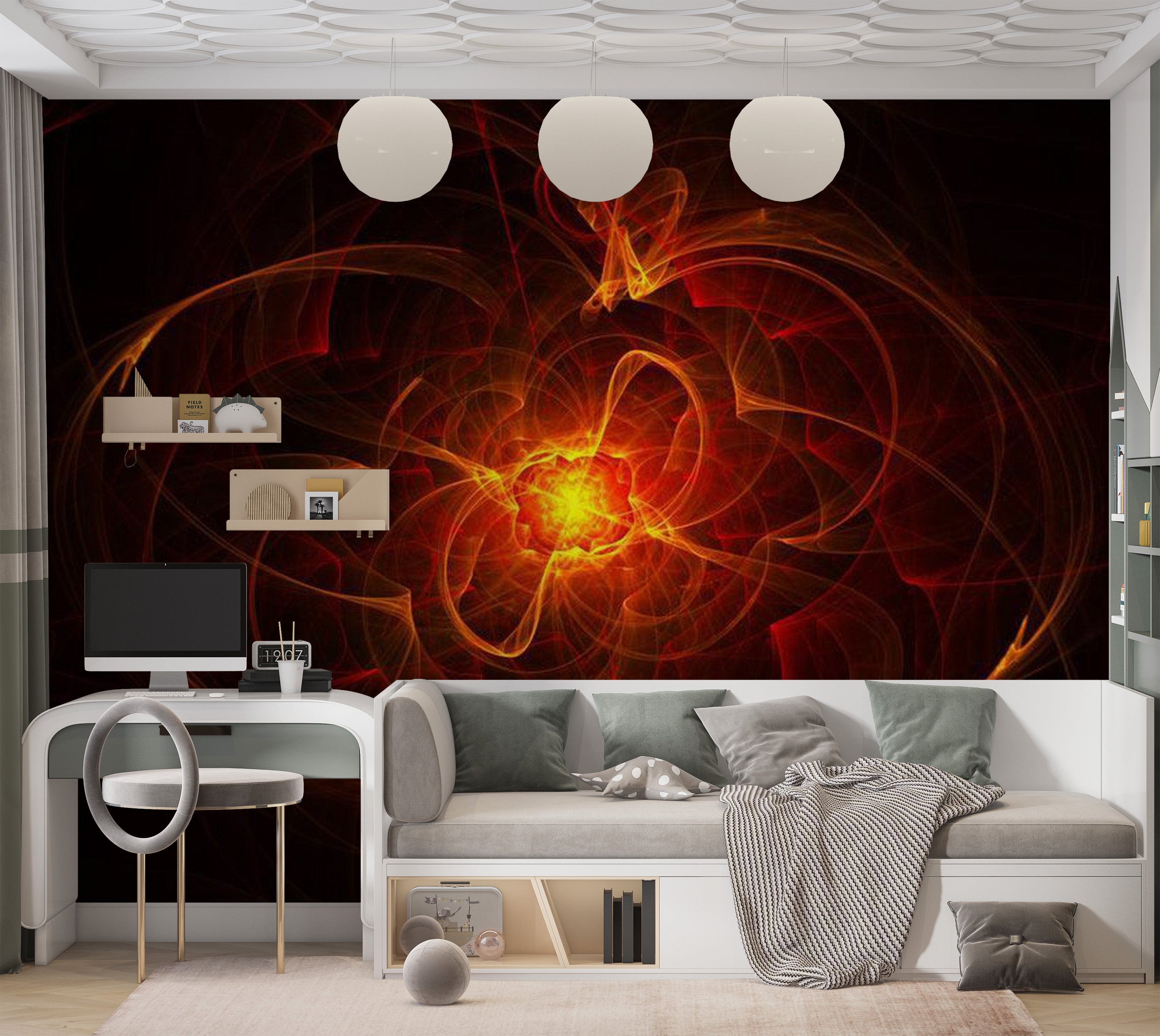 Abstract Wallpaper Wall Mural - Abstract Fire 118"Wx90"H