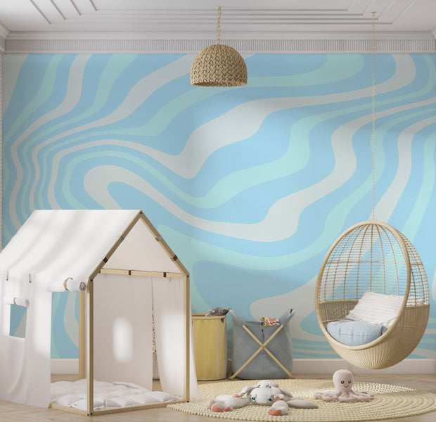 Peel & Stick Abstract Wall Mural - Harmonious Abstract Waves 38"Wx27"H