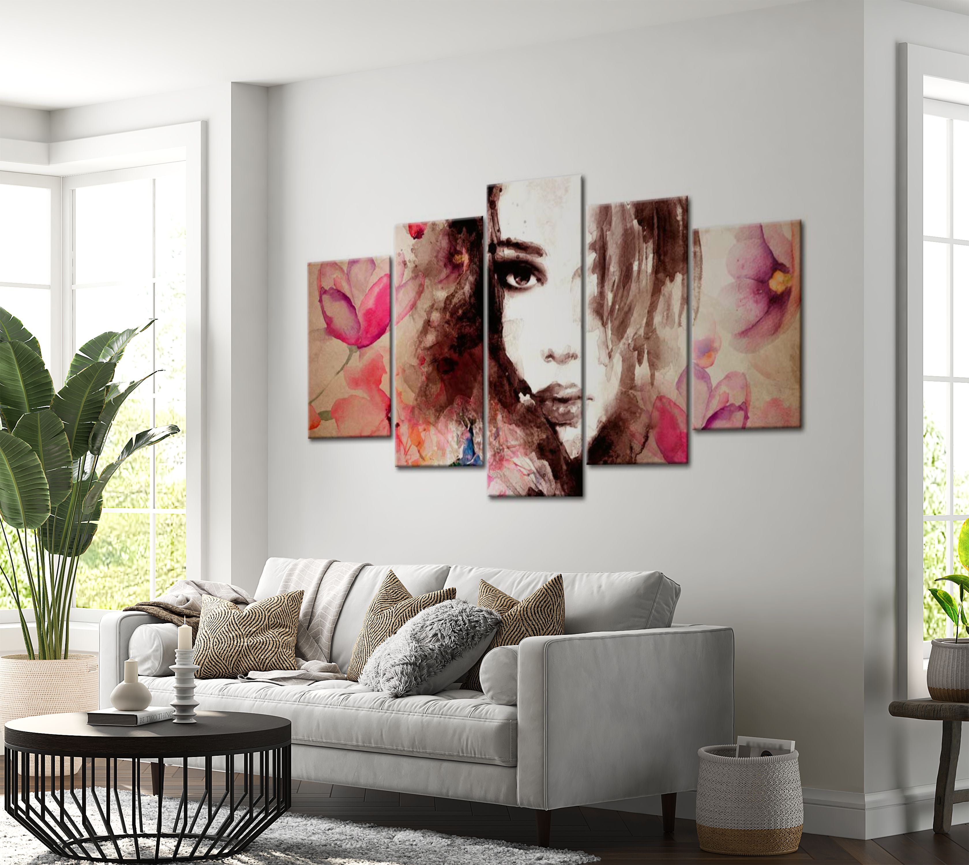 Abstract Canvas Wall Art - Poetry Of Whisper - 5 Pieces