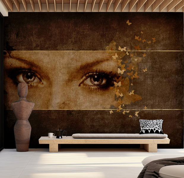 Abstract Wallpaper Wall Mural - Woman And Butterflies 118"Wx90"H