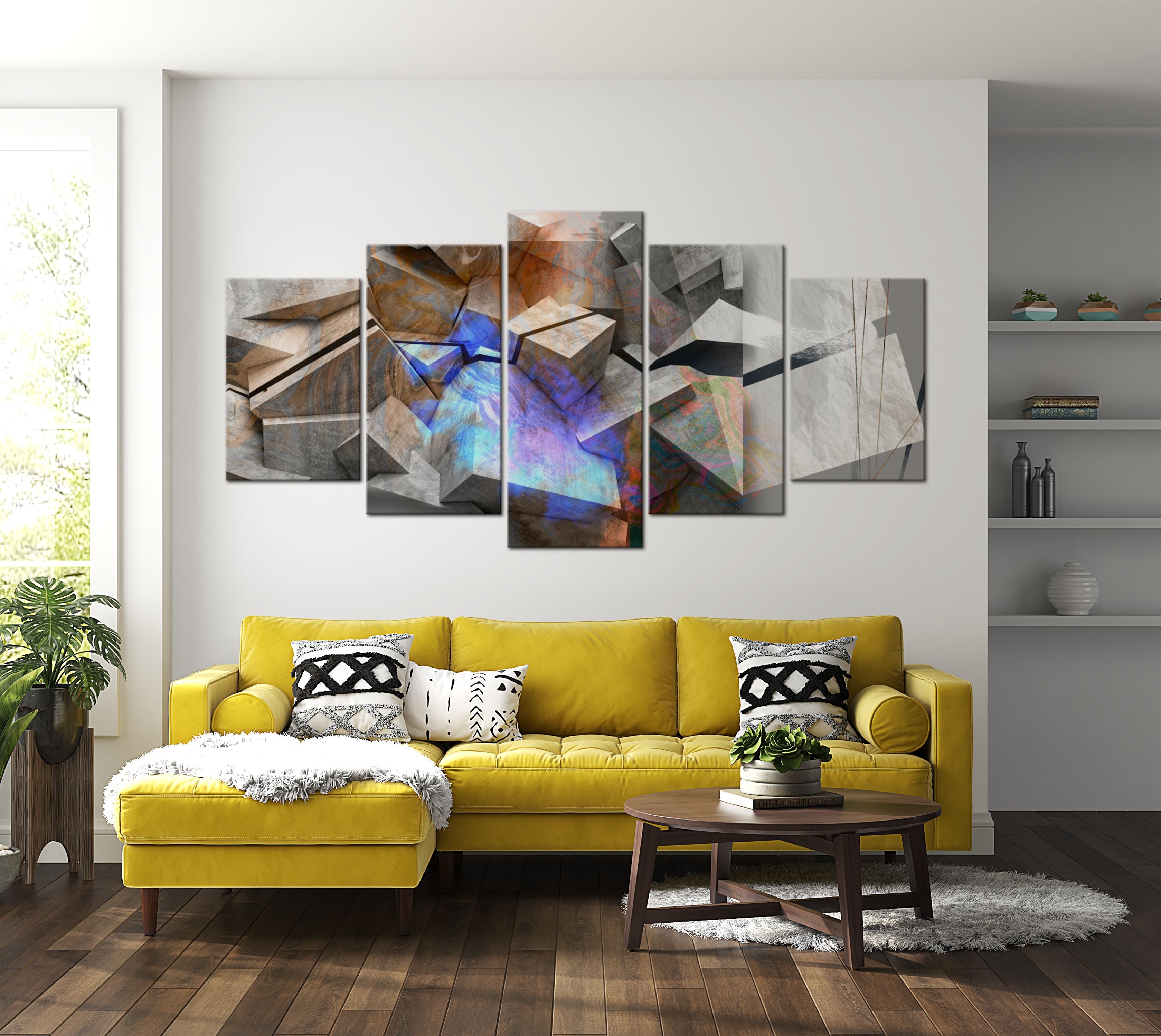 Abstract Canvas Wall Art - Abstract Cubes - 5 Pieces