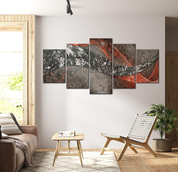 Abstract Canvas Wall Art - Silver Fire - 5 Pieces