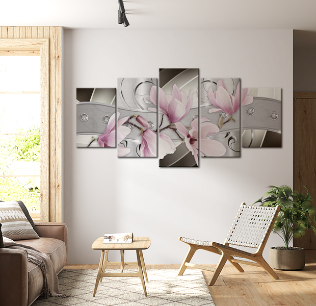 Floral Canvas Wall Art - Steel Magnolias - 5 Pieces