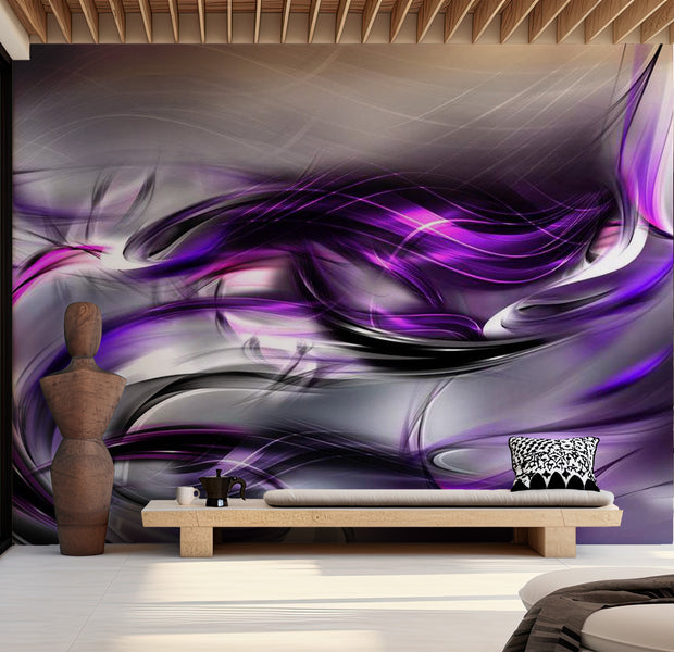 Abstract Wallpaper Wall Mural - Purple Swirls 39"Wx27"H