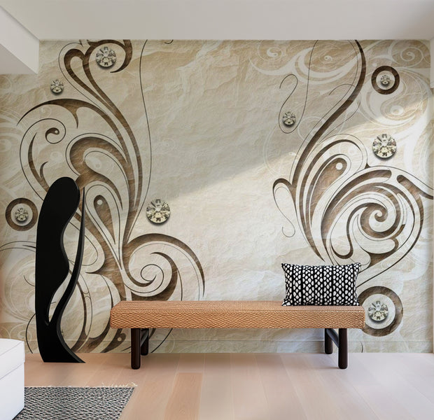 Background & Patterns Wallpaper Wall Mural - Stone Butterfly 39"Wx27"H