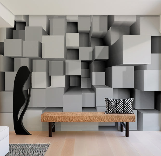 Abstract Wallpaper Wall Mural - Mechanical Symmetry 39"Wx27"H