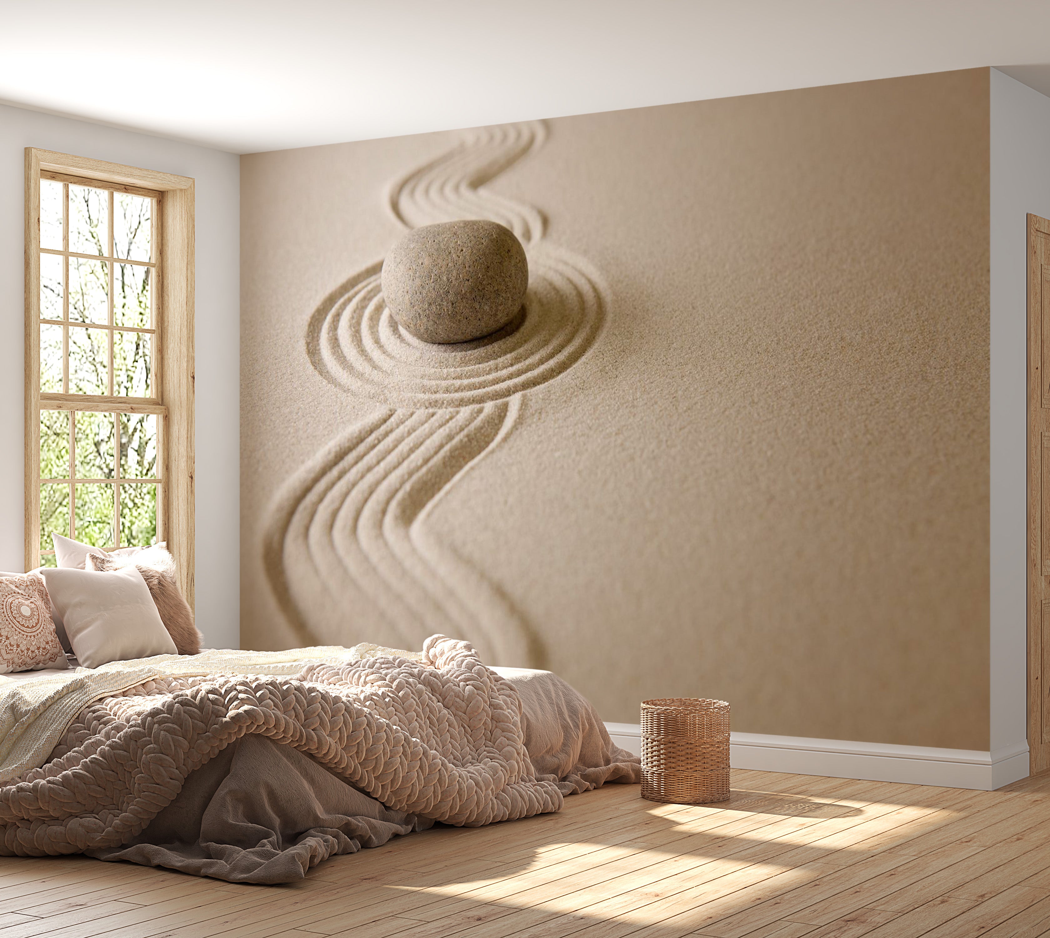 Zen Wallpaper Wall Mural - Sand Stone Balance 39"Wx27"H