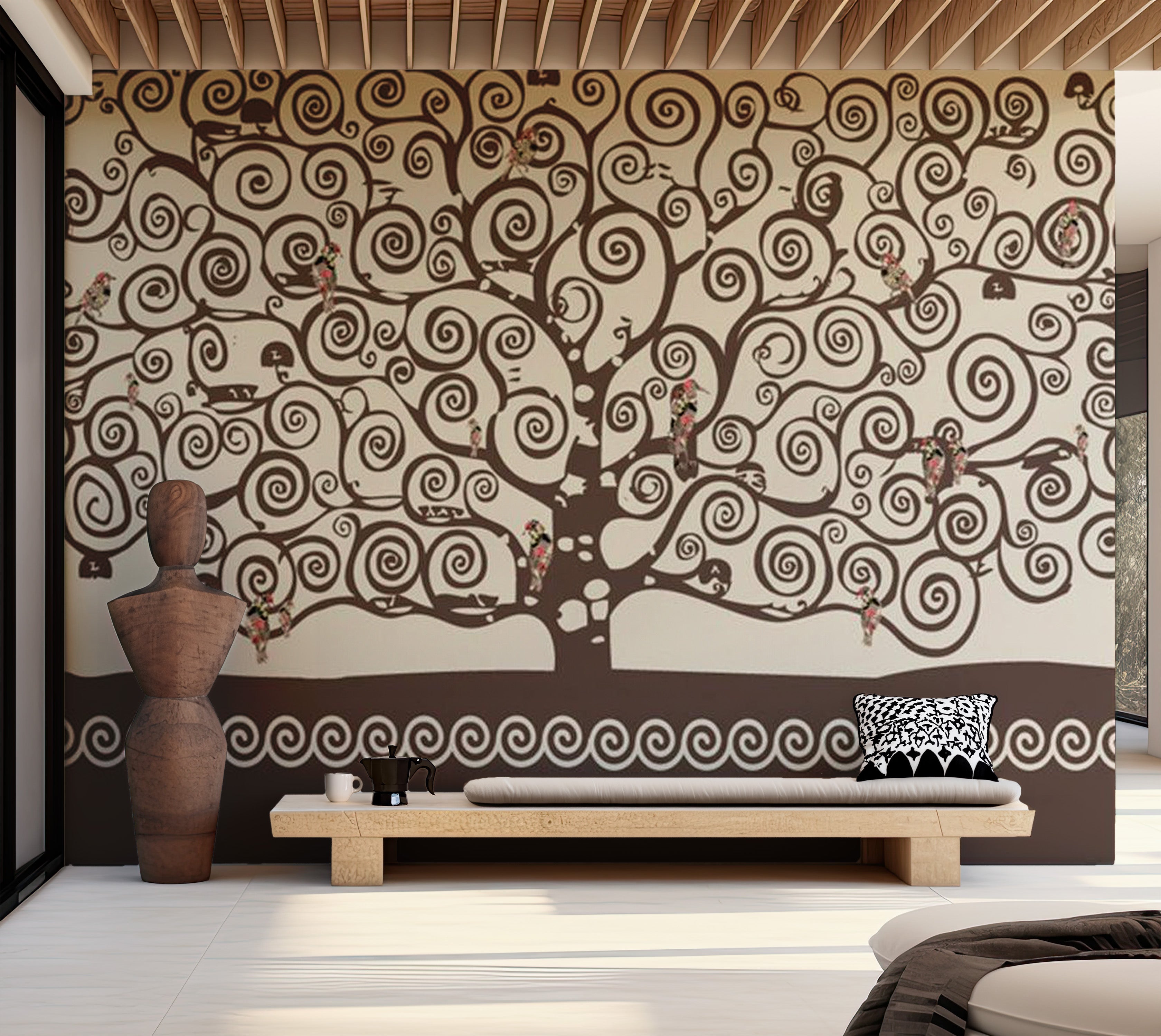 Abstract Wallpaper Wall Mural - Spiral Branches 118"Wx90"H