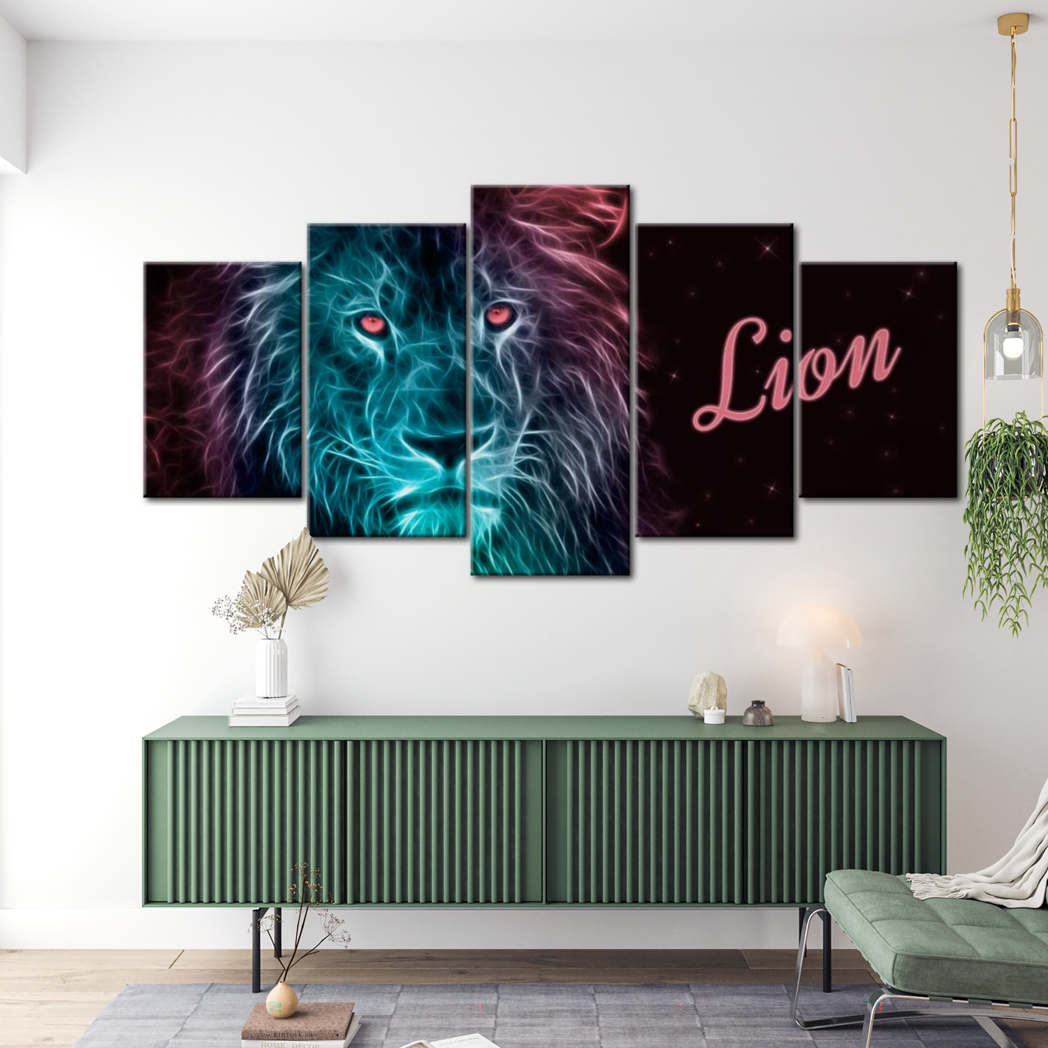 Stretched Canvas Animal Art - Neon King 40"Wx20"H