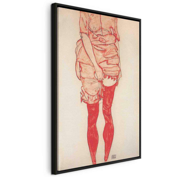 Floating Framed Canvas Art - Standing Woman in Red - Egon Schiele
