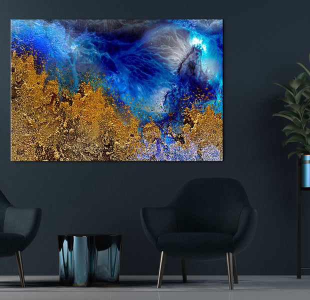 Abstract Canvas Wall Art - Gold of the Ocean