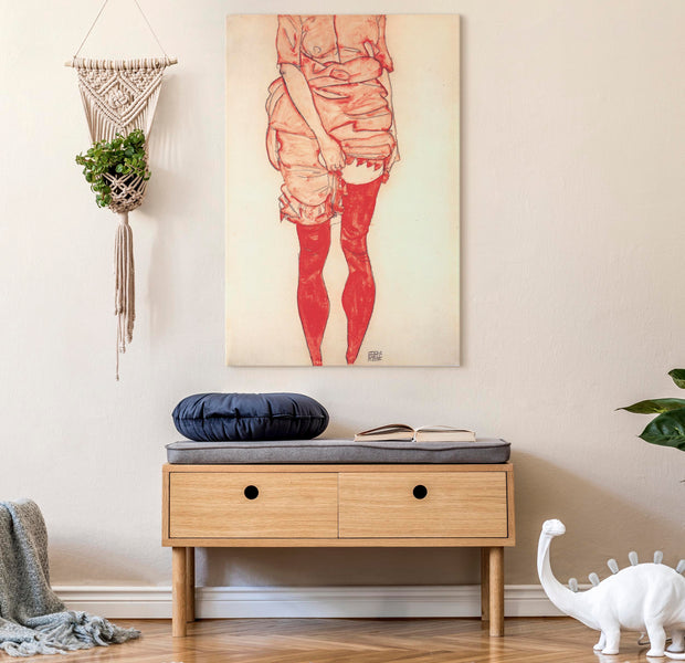 Reproduction Canvas Wall Art - Stehende Frau in Rot