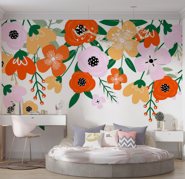 Peel & Stick Floral Wall Mural - Orange Abstract Bloom 38"Wx27"H