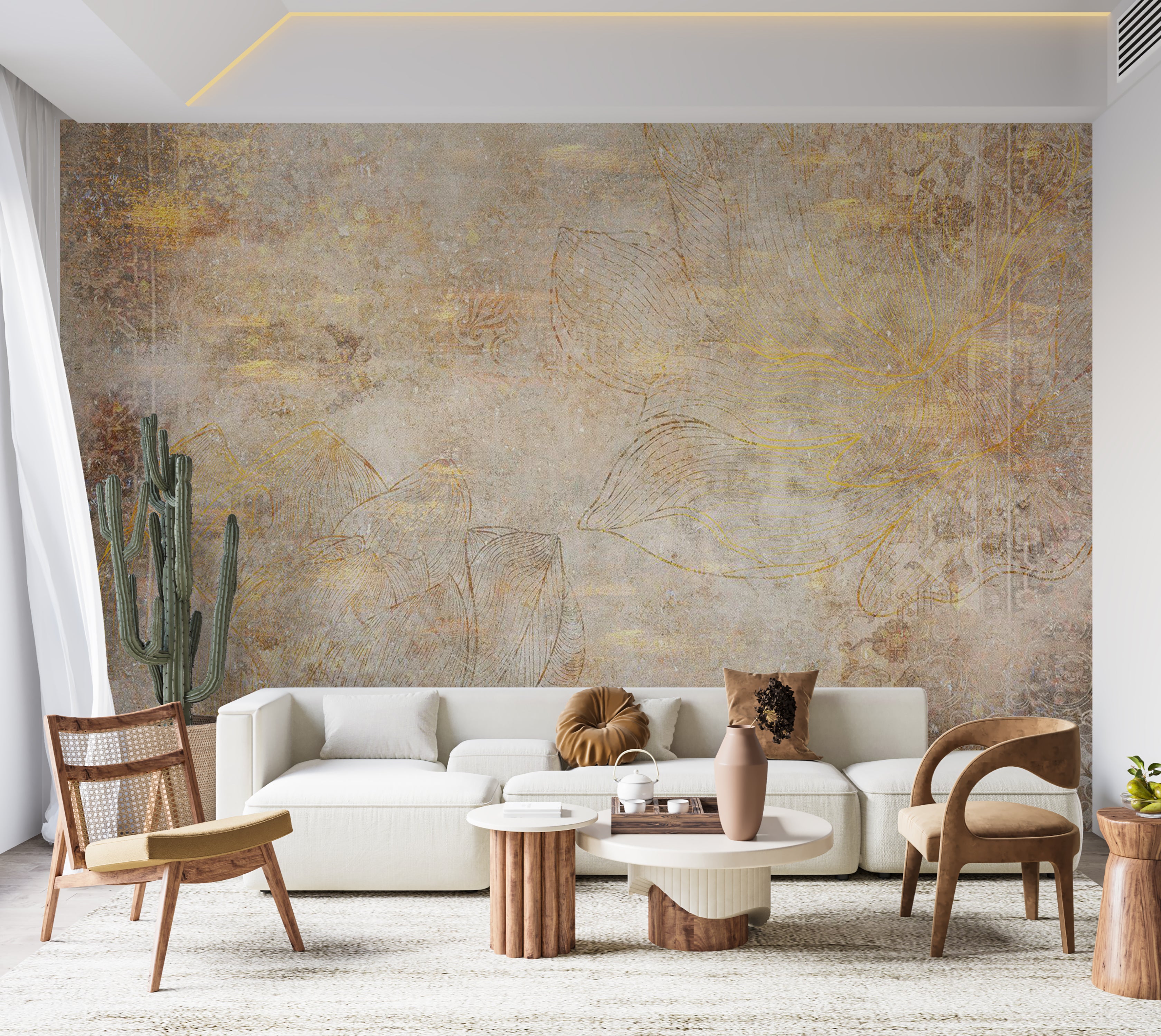 Abstract Wallpaper Wall Mural - Golden Etude 39"Wx27"H / Standard