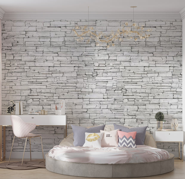 Background & Patterns Wallpaper Wall Mural - White Brick 39"Wx27"H