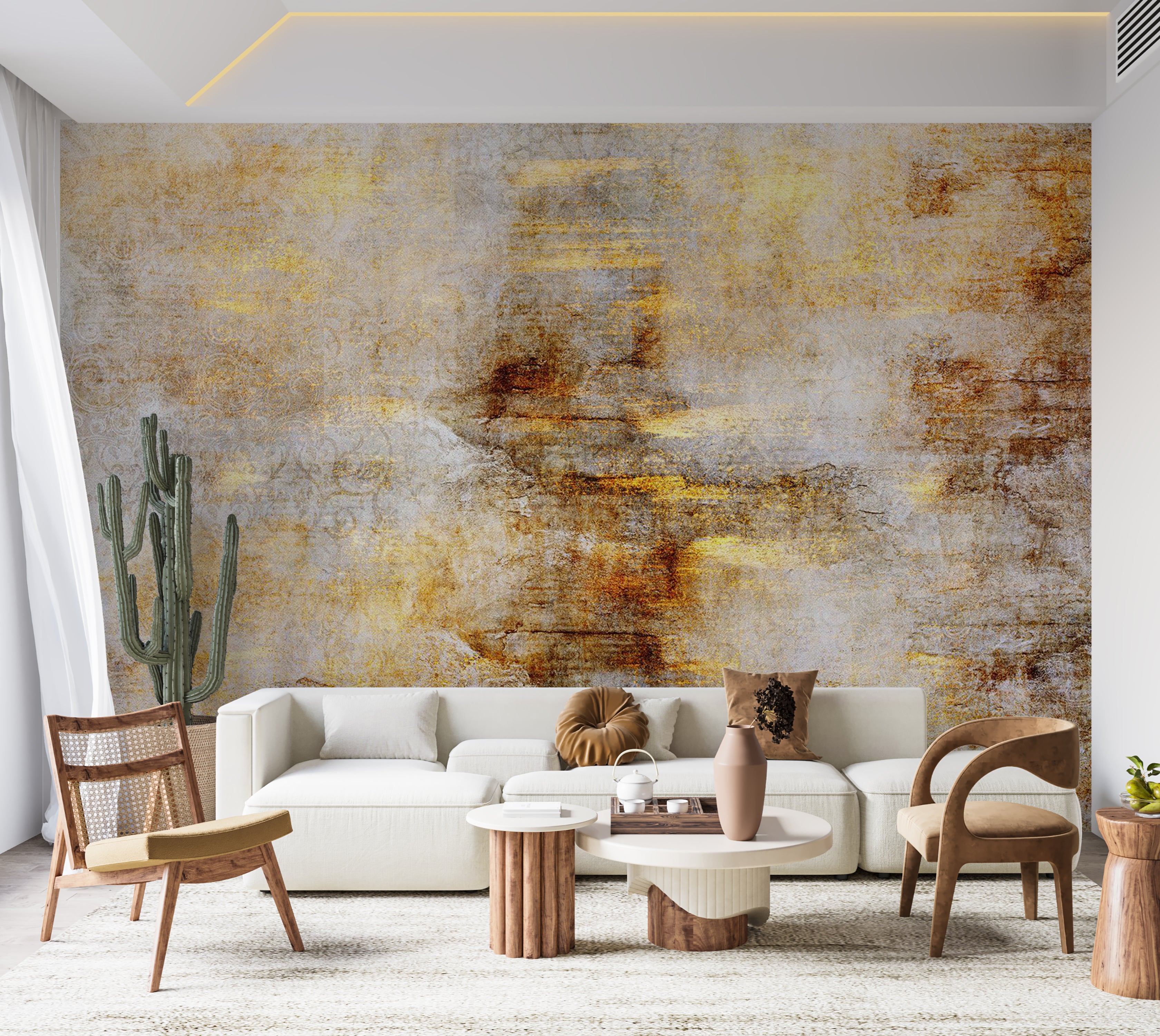 Abstract Wallpaper Wall Mural - Golden Expression 39"Wx27"H / Standard