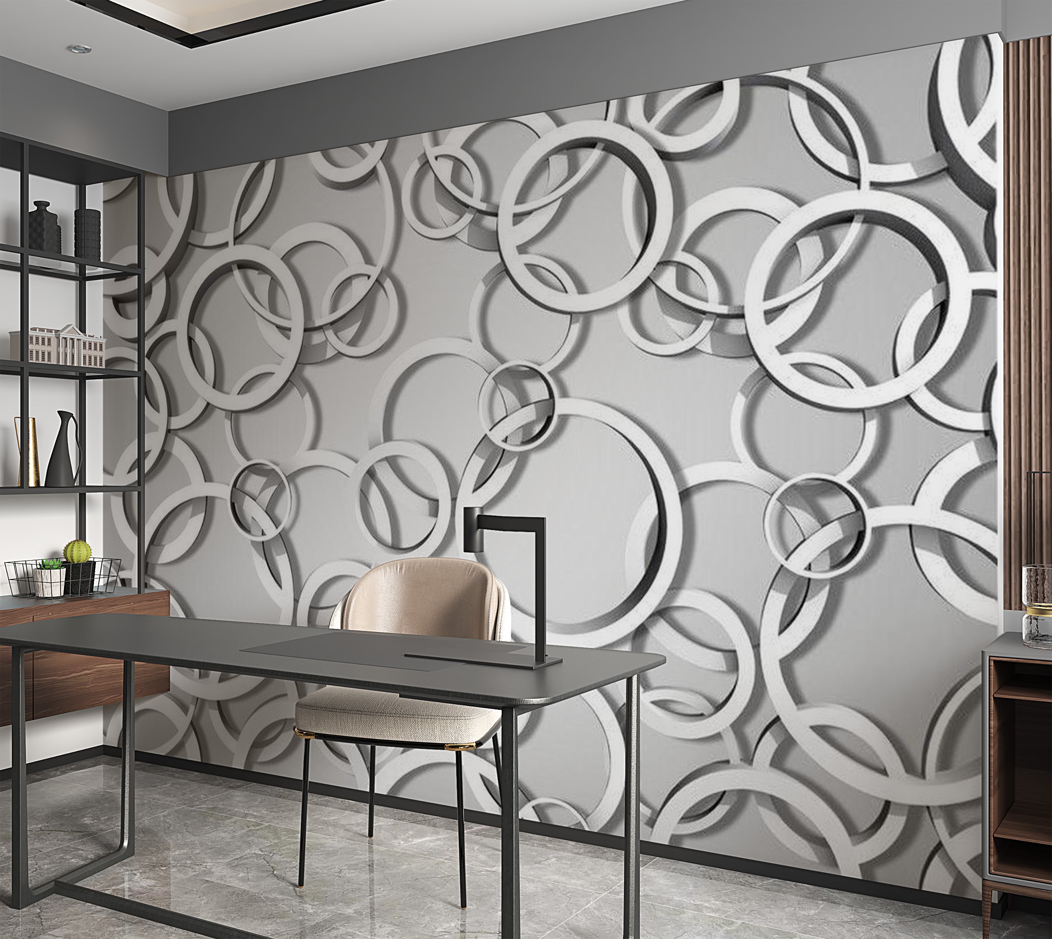 Abstract Wallpaper Wall Mural - Vicious Circles 39"Wx27"H