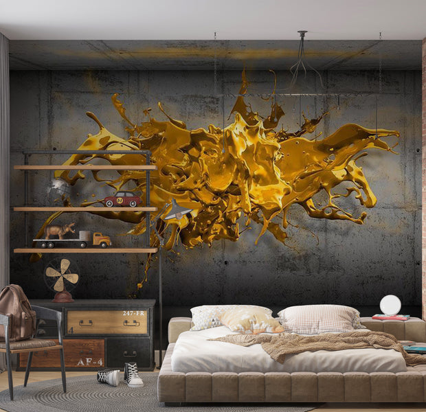 Abstract Wallpaper Wall Mural - Yellow Splash 39"Wx27"H
