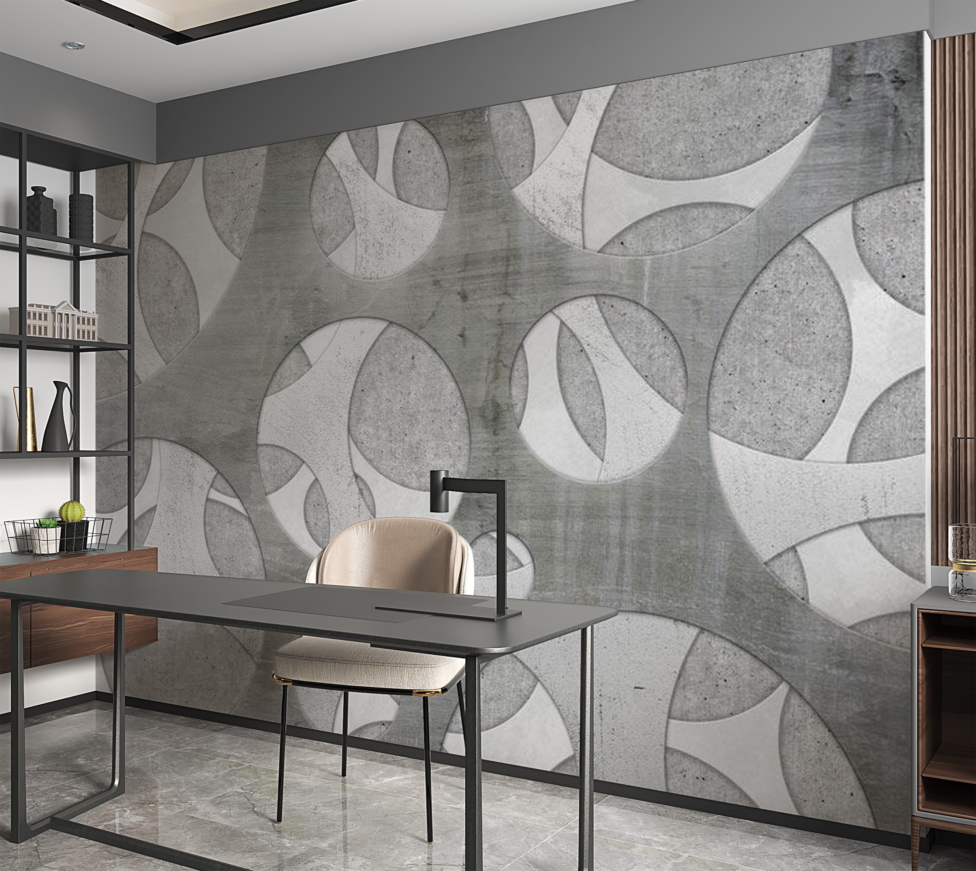 Abstract Wallpaper Wall Mural - Woven Of Grays 39"Wx27"H