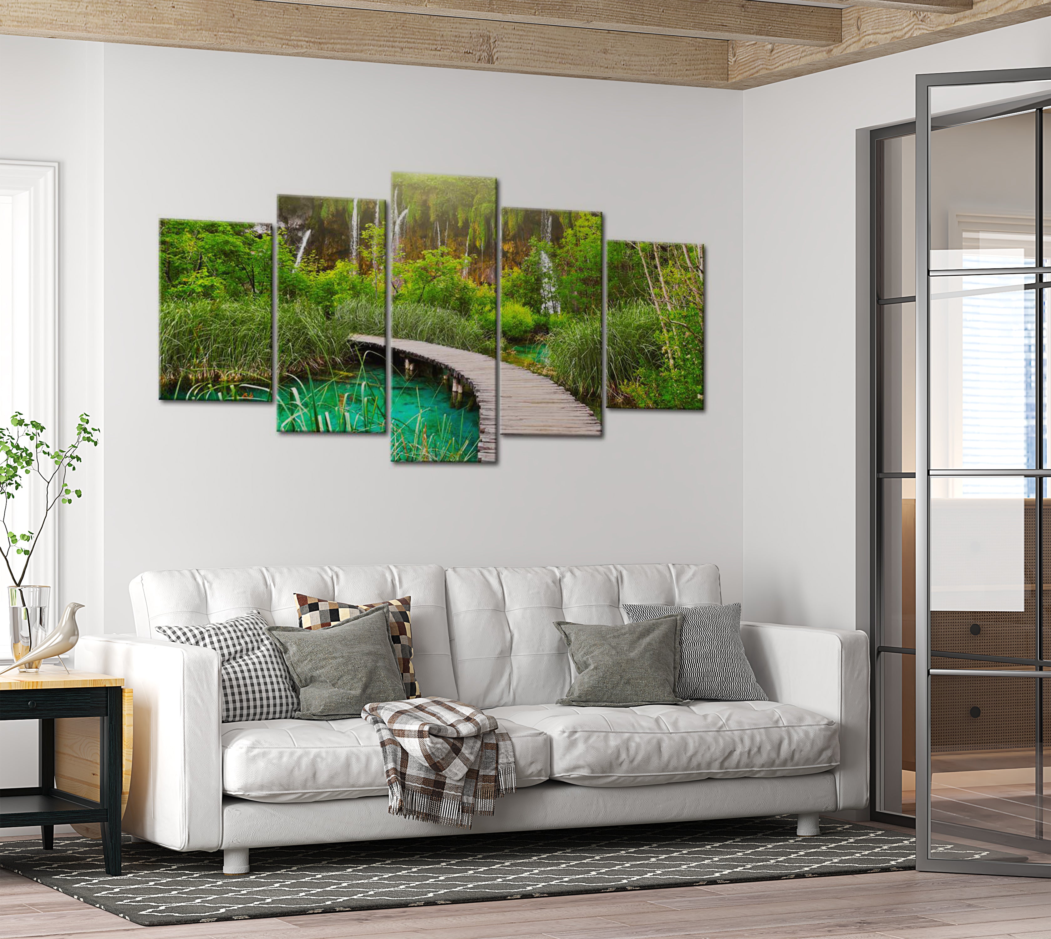 Stretched Canvas Landscape Art - Emerald Trail 40"Wx20"H