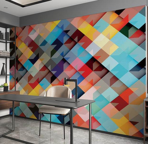 Abstract Wallpaper Wall Mural - Colour Patchwork 39"Wx27"H