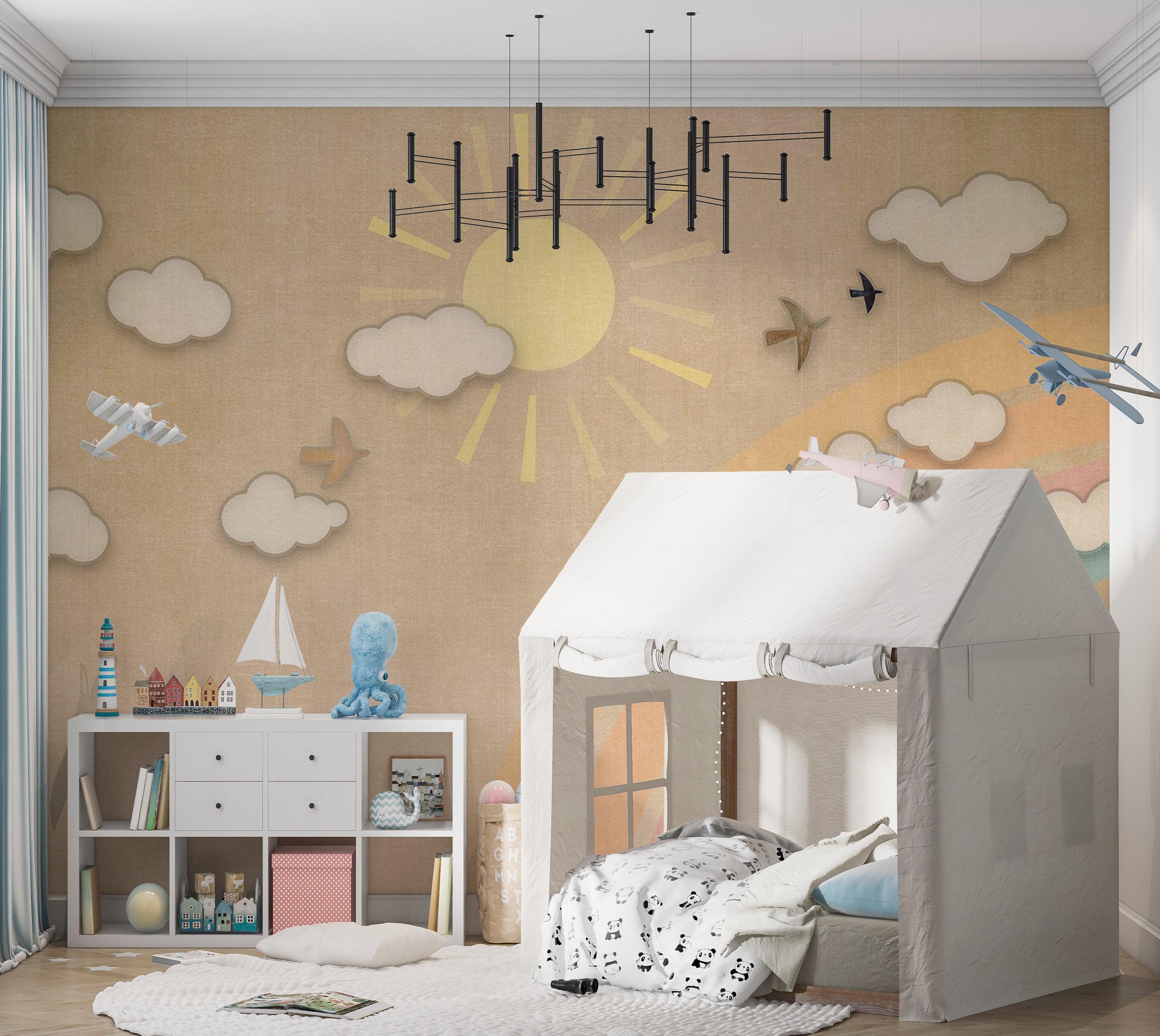 Kids Wallpaper Wall Mural - Aesthetic Rainbow Day 39"Wx27"H / Standard