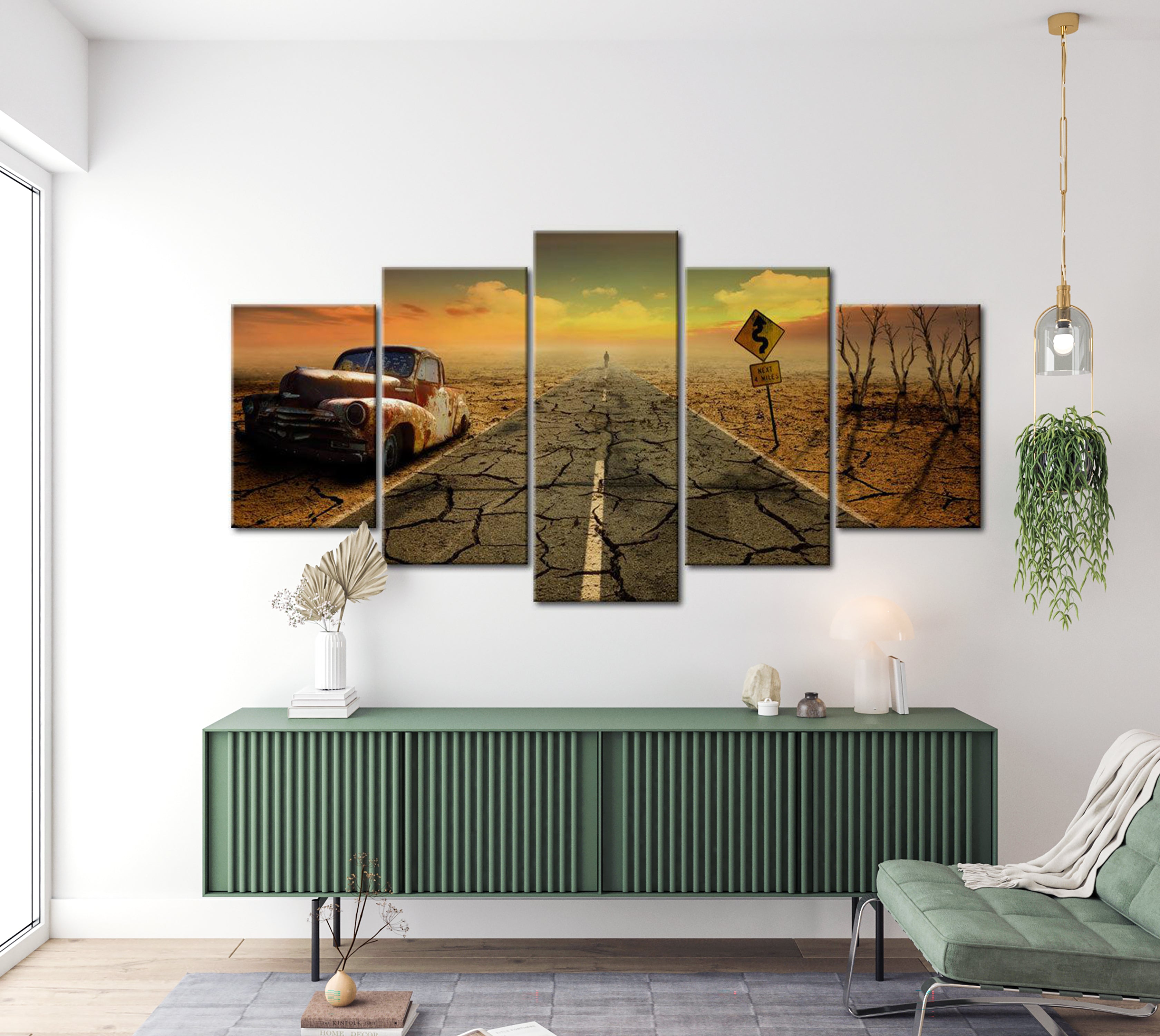 Stretched Canvas Landscape Art - Difficult Road 40"Wx20"H