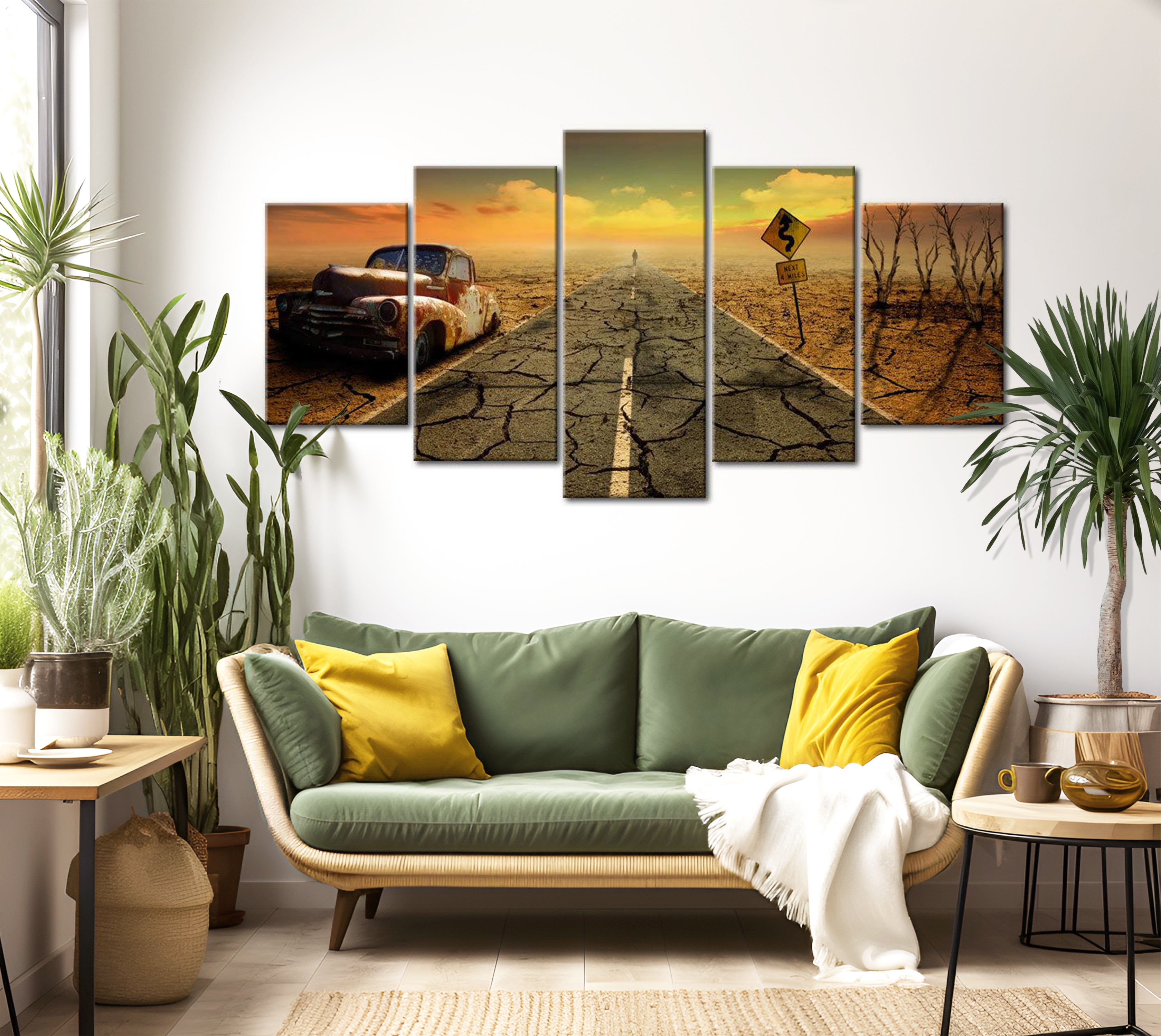 Stretched Canvas Landscape Art - Difficult Road 40"Wx20"H