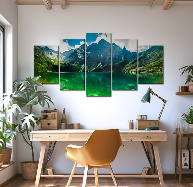 Stretched Canvas Landscape Art - Tranquility In The Mountains 40"Wx20"H