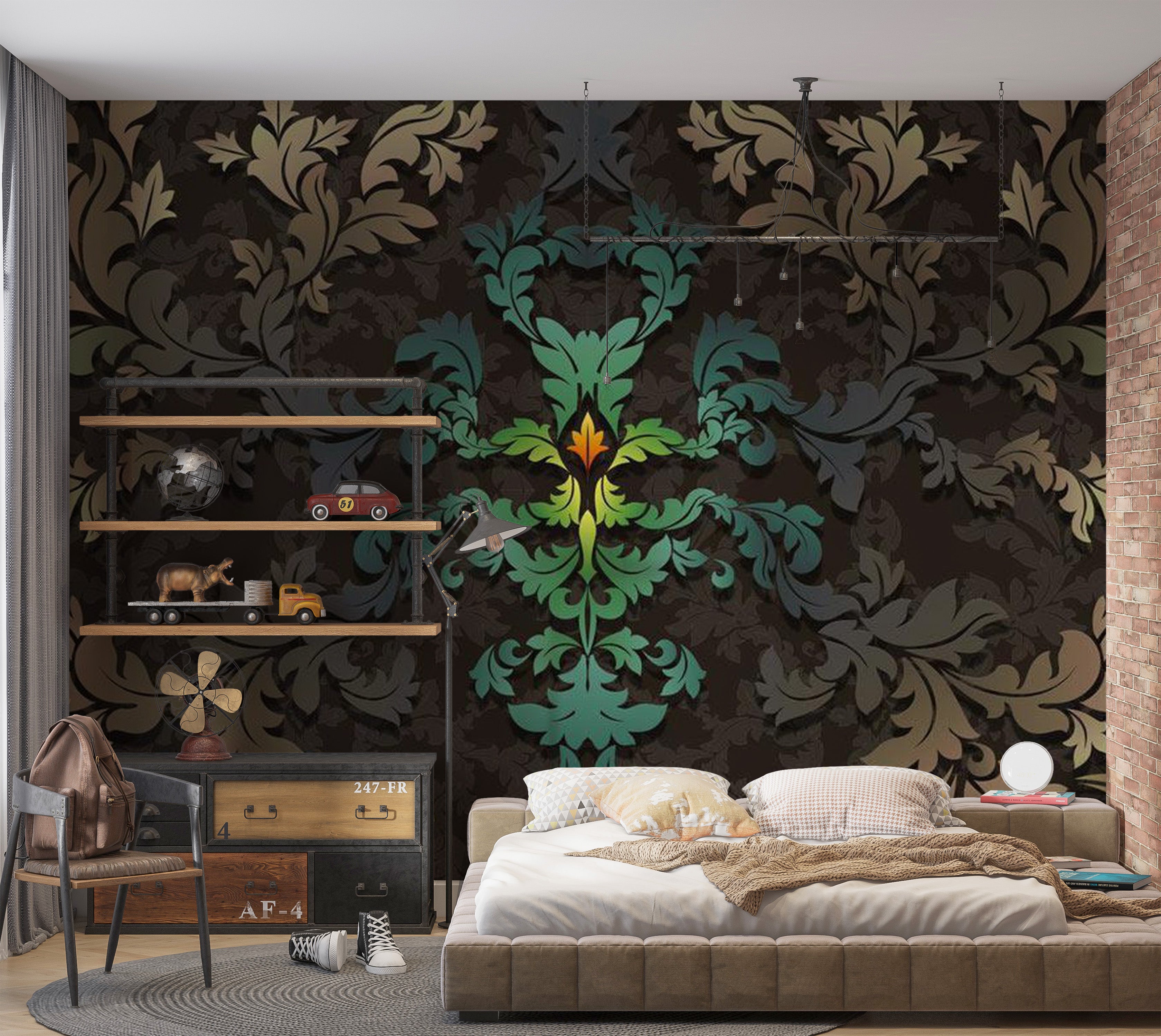 Abstract Wallpaper Wall Mural - Dancing Leaves 39"Wx27"H