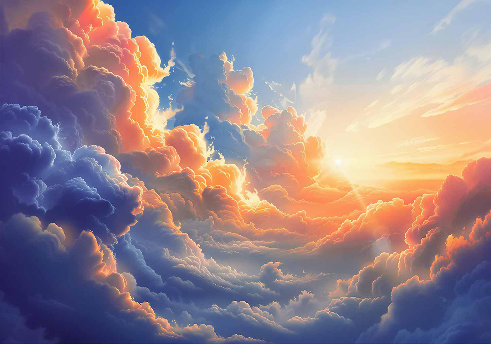 Peel & Stick Landscape Wall Mural - Sunset in The Clouds 38"Wx27"H