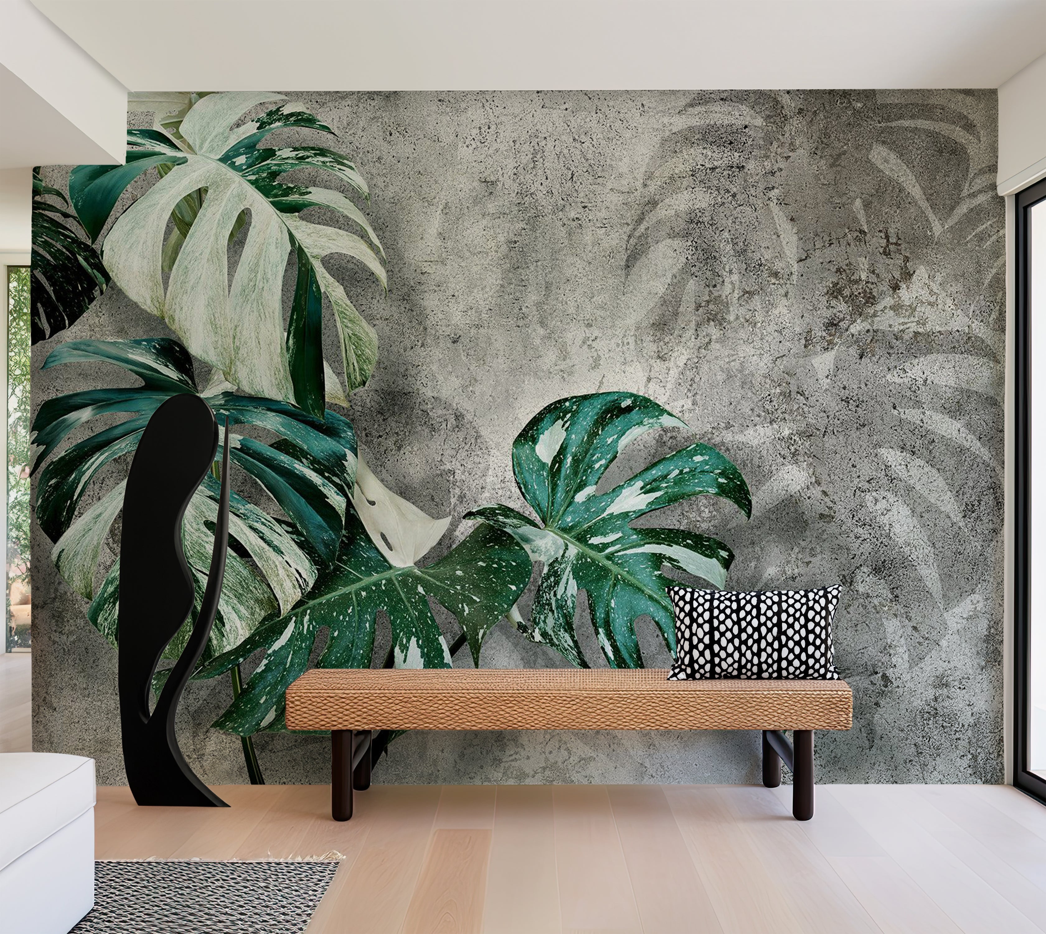 Botanical Wallpaper Wall Mural - Modern Monstera 39"Wx27"H / Standard