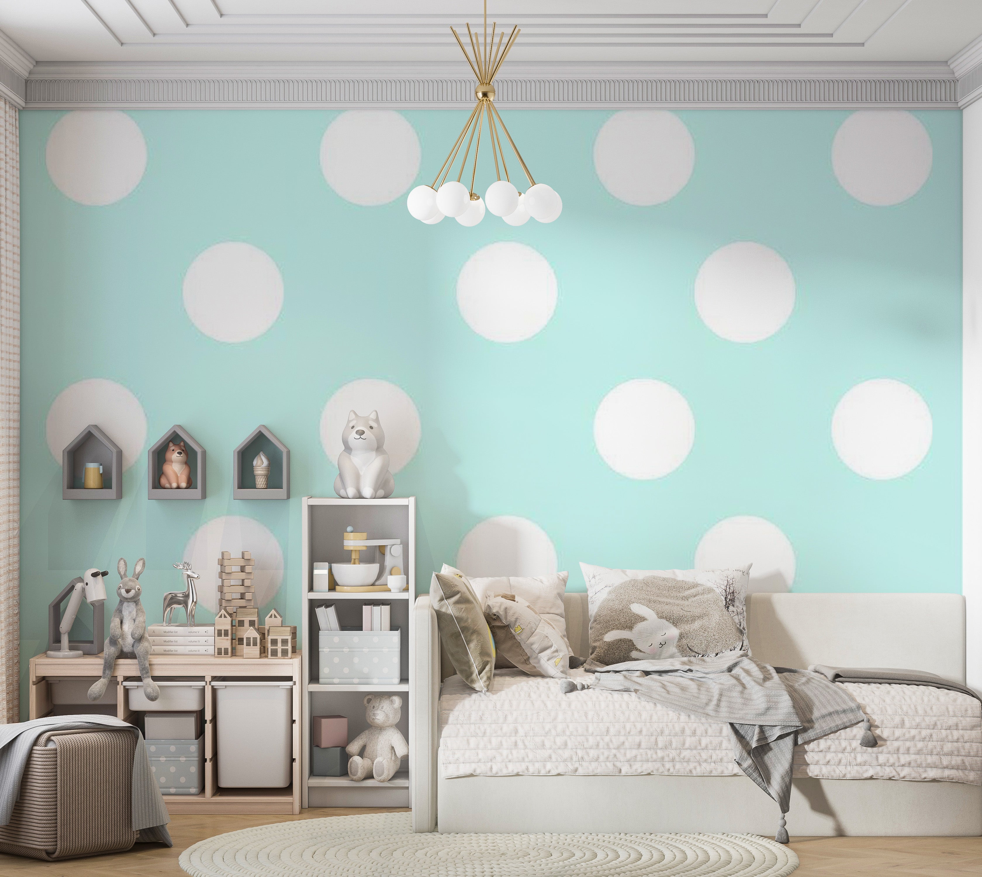 Abstract Wallpaper Wall Mural - Sky Blue Dots 39"Wx27"H